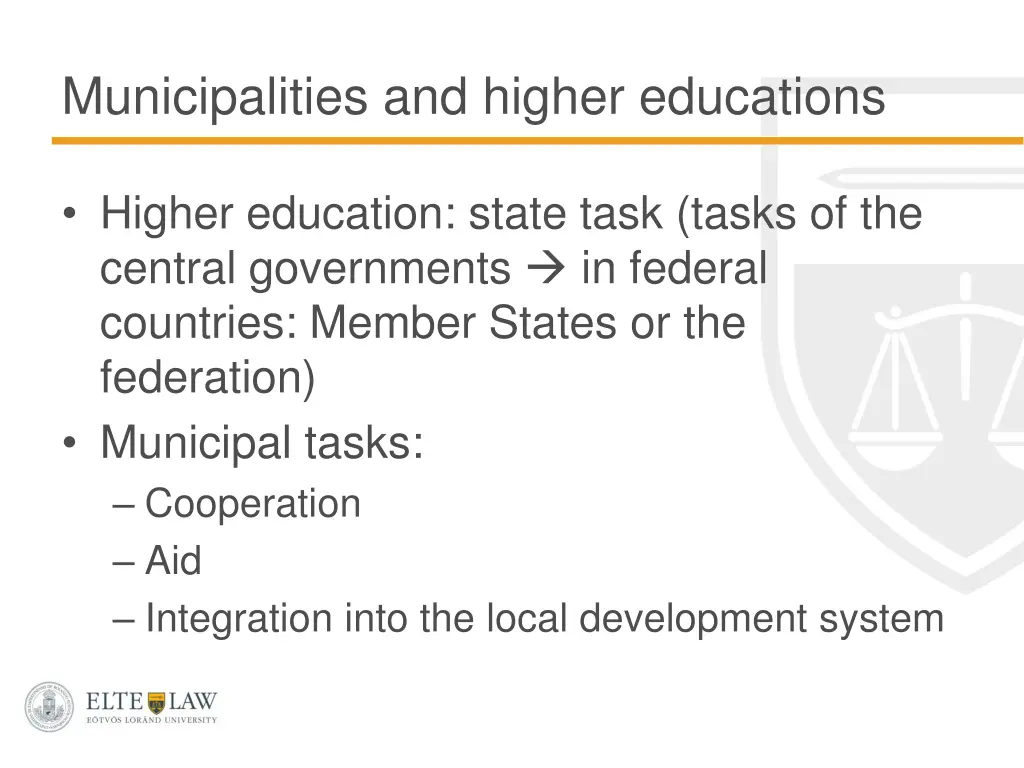 municipalities and higher educations