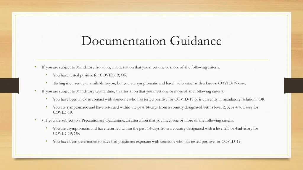 documentation guidance