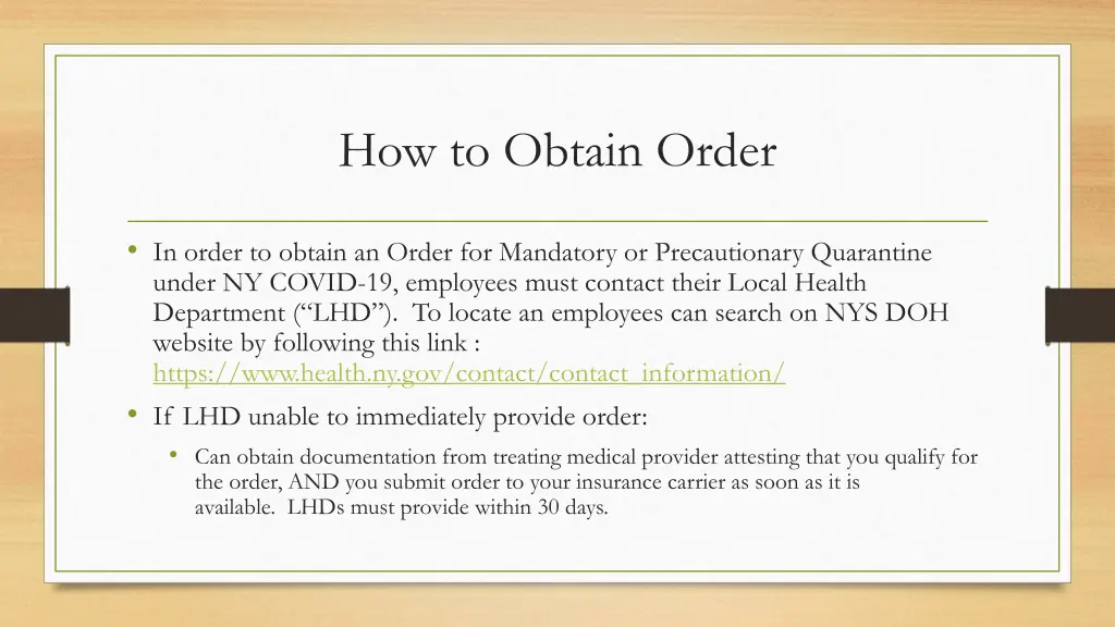 how to obtain order