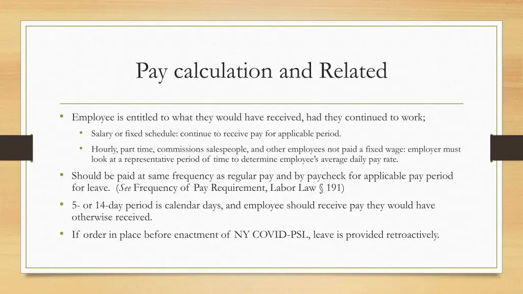 pay calculation and related