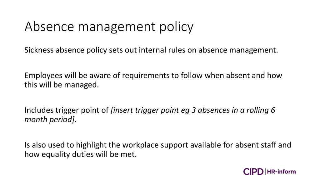 absence management policy