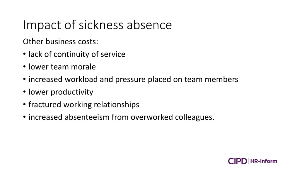 impact of sickness absence 1