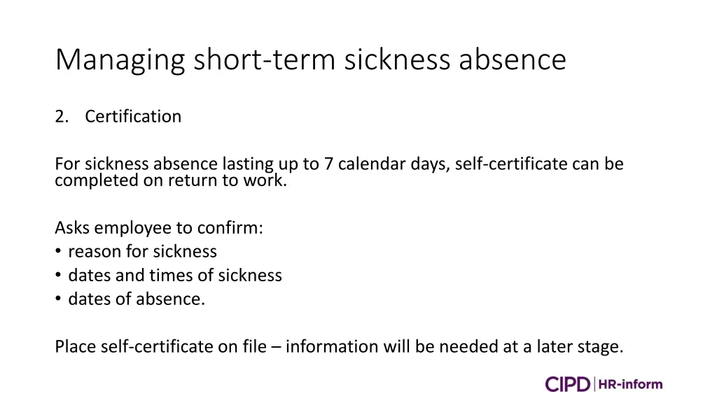 managing short term sickness absence 1