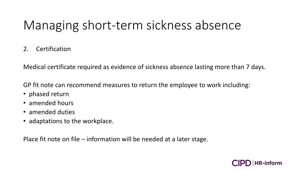 managing short term sickness absence 2