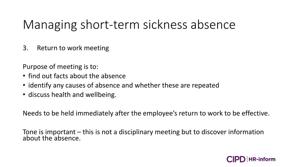 managing short term sickness absence 3