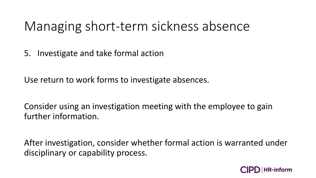 managing short term sickness absence 5