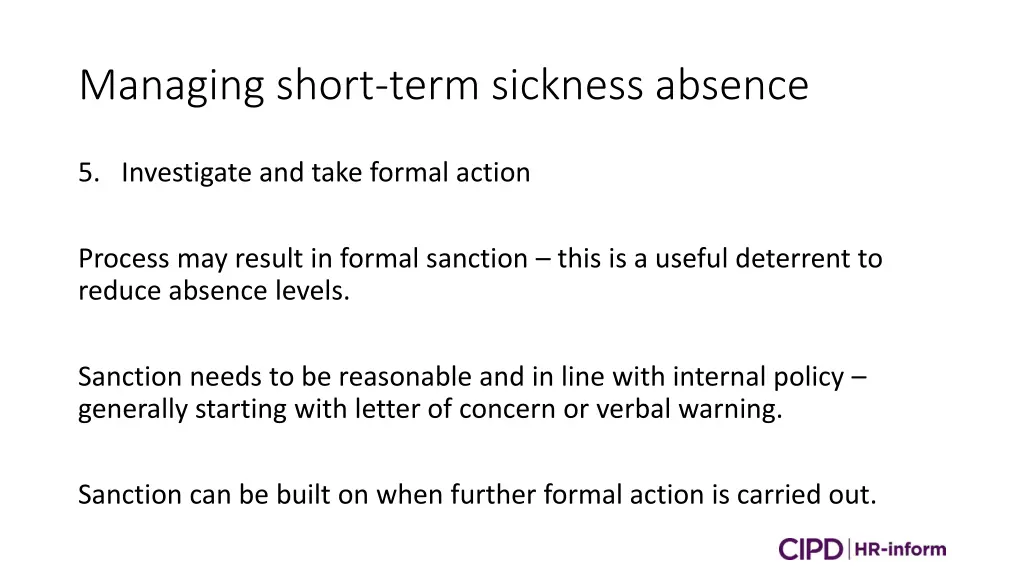 managing short term sickness absence 6