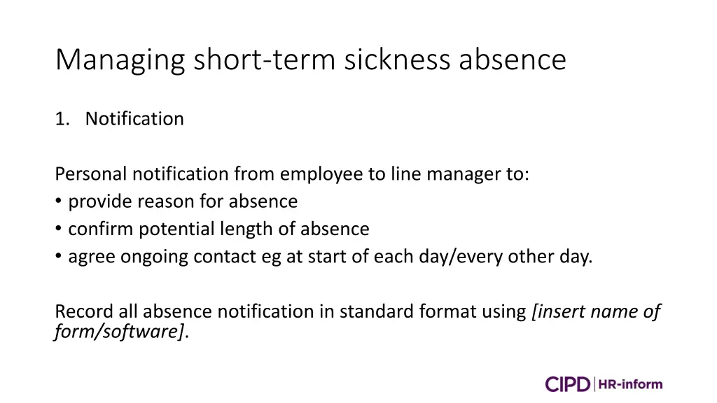 managing short term sickness absence