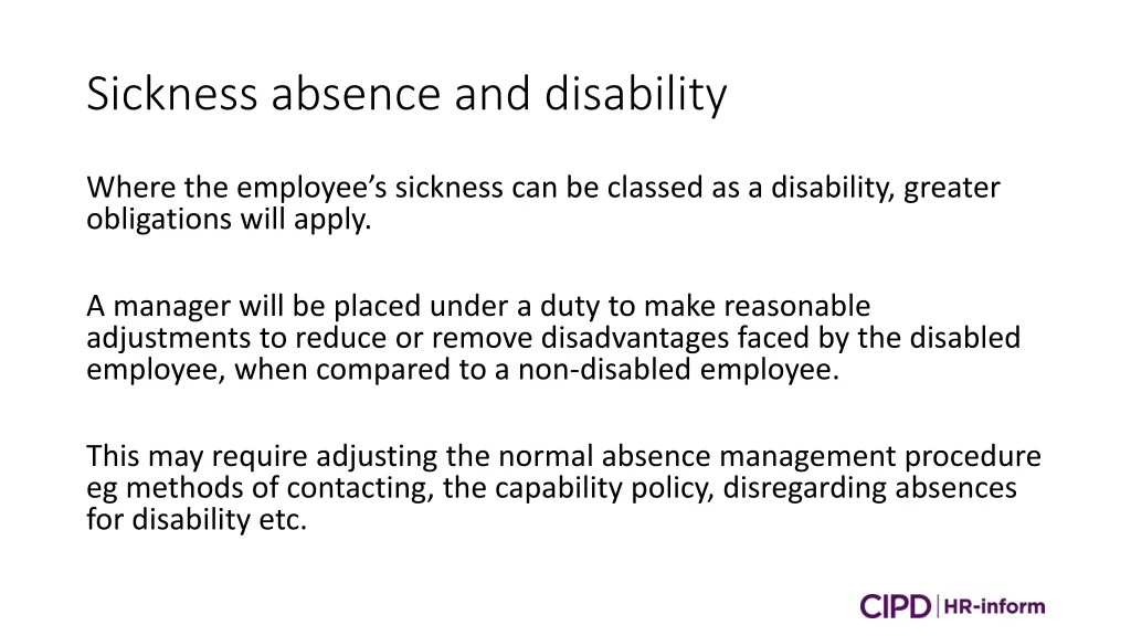 sickness absence and disability