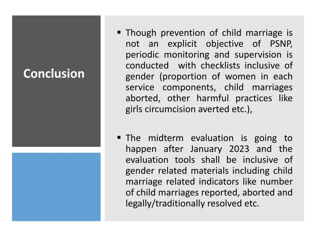 though prevention of child marriage