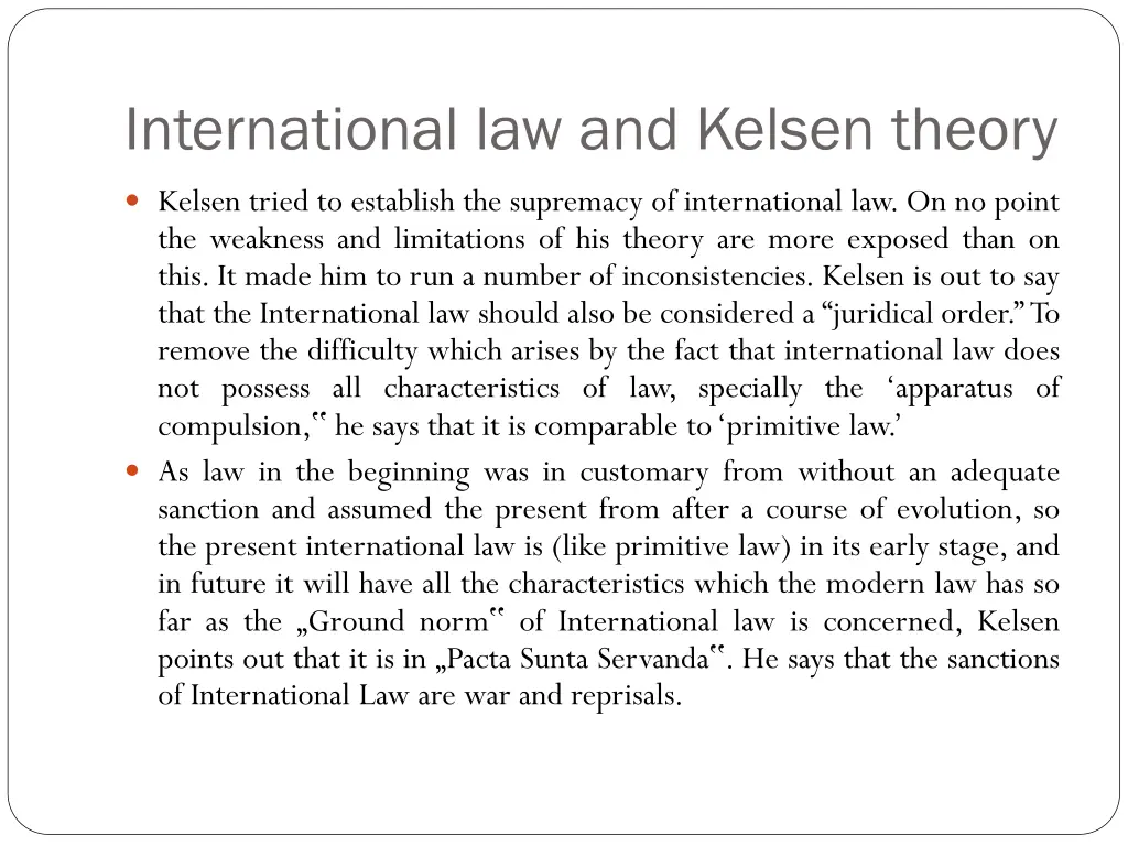 international law and kelsen theory