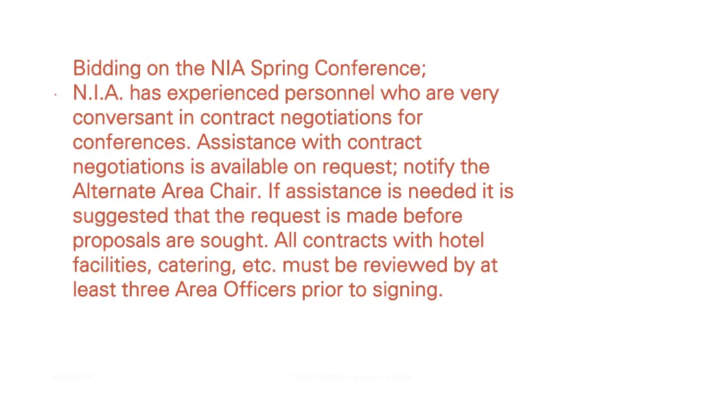 bidding on the nia spring conference bidding