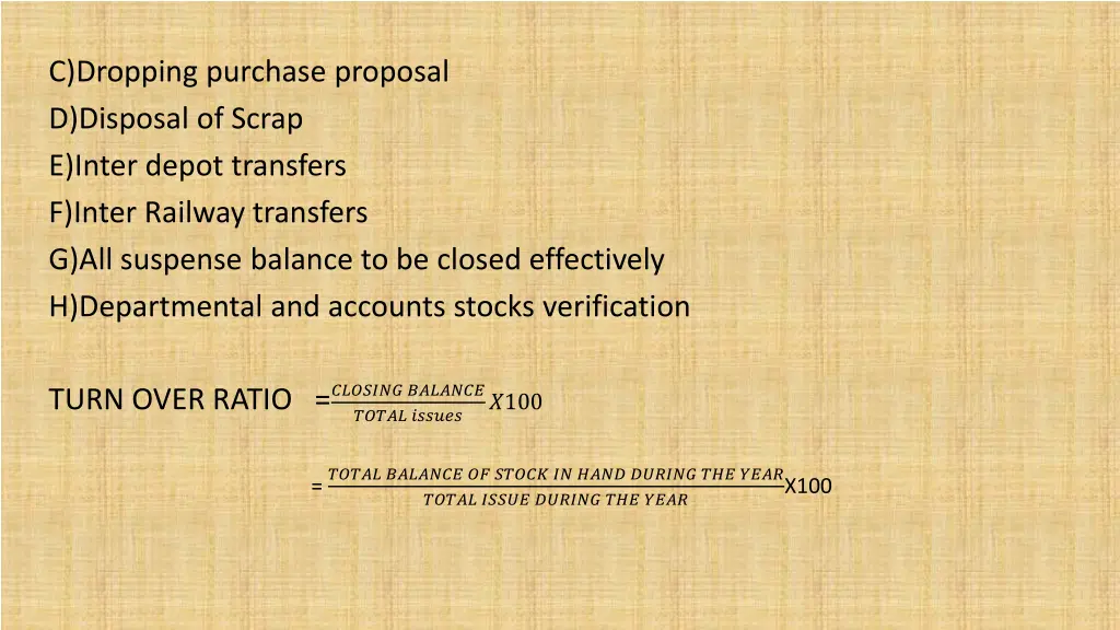 c dropping purchase proposal d disposal of scrap