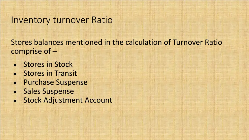 inventory turnover ratio 1