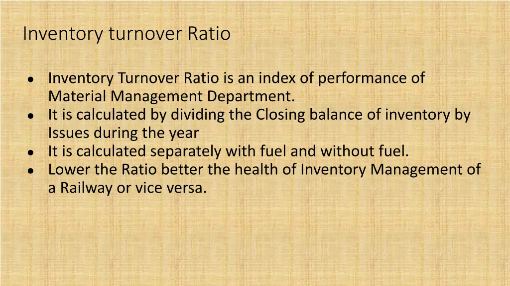 inventory turnover ratio