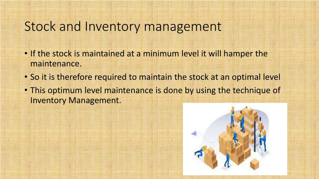 stock and inventory management