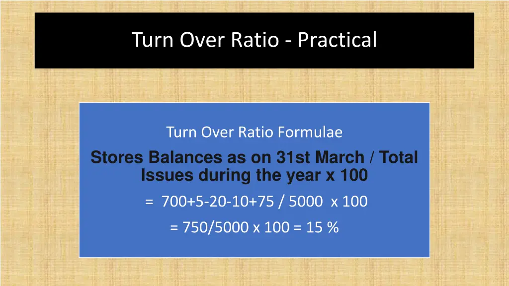 turn over ratio practical 1