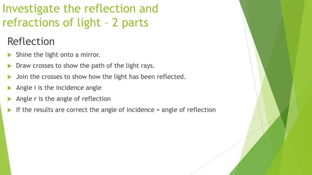 investigate the reflection and refractions 1