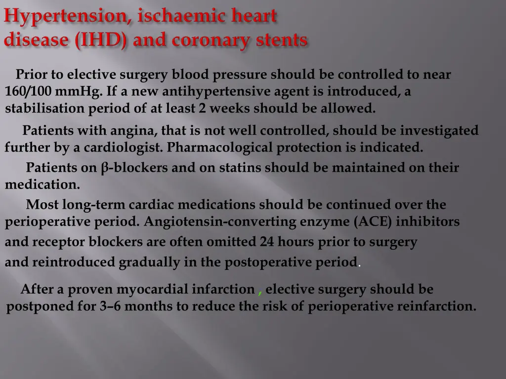 prior to elective surgery blood pressure should