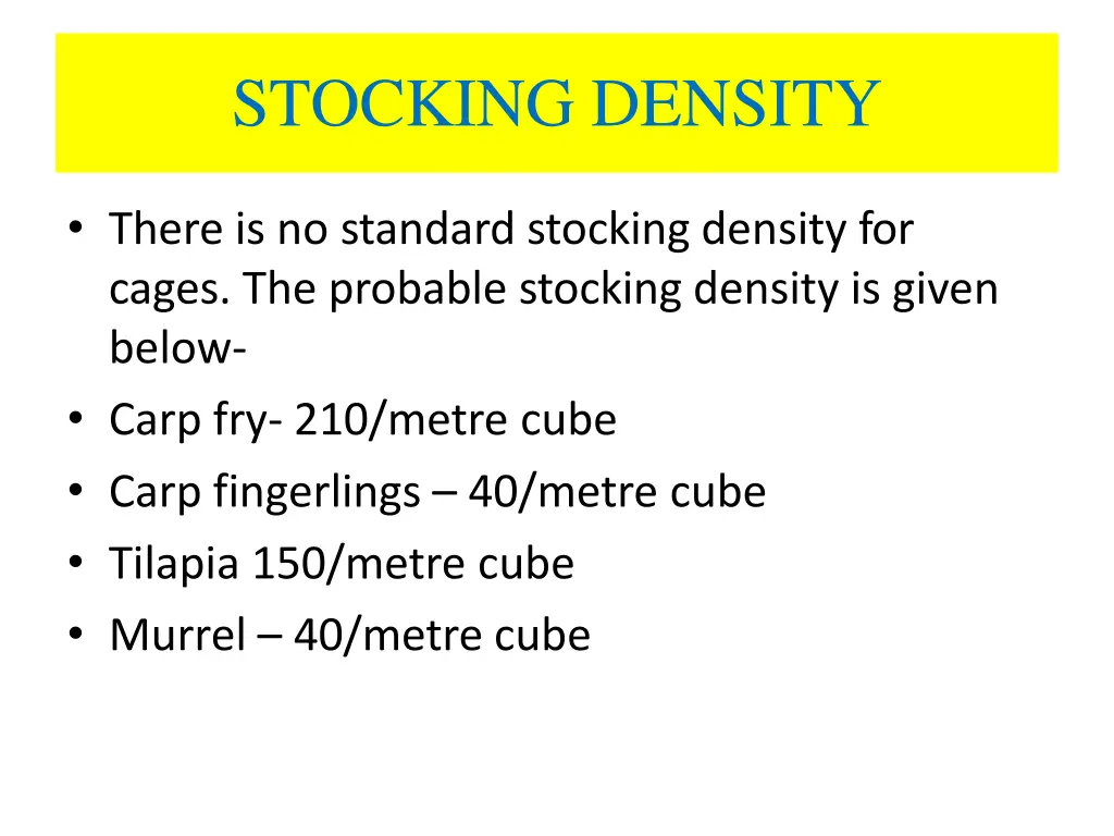 stocking density