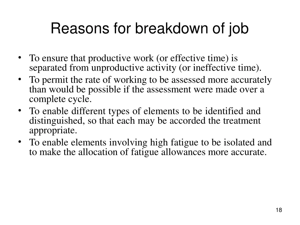 reasons for breakdown of job