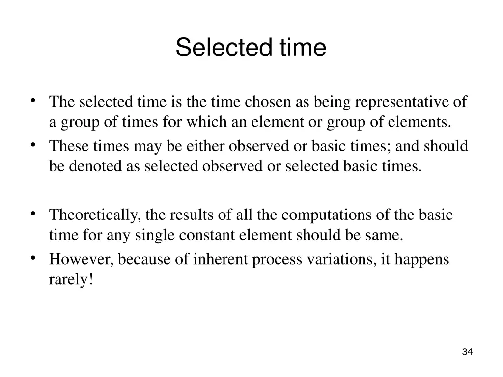 selected time