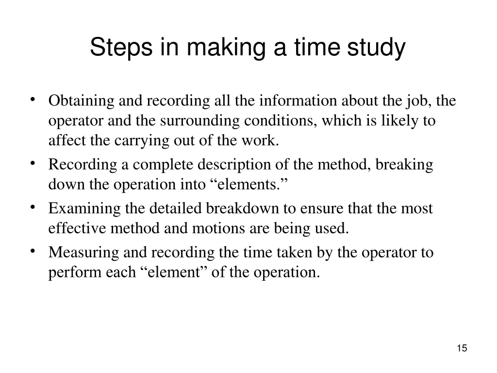 steps in making a time study