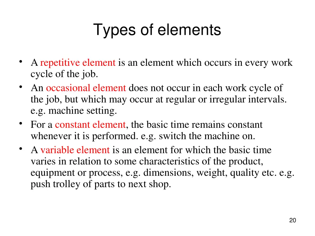 types of elements