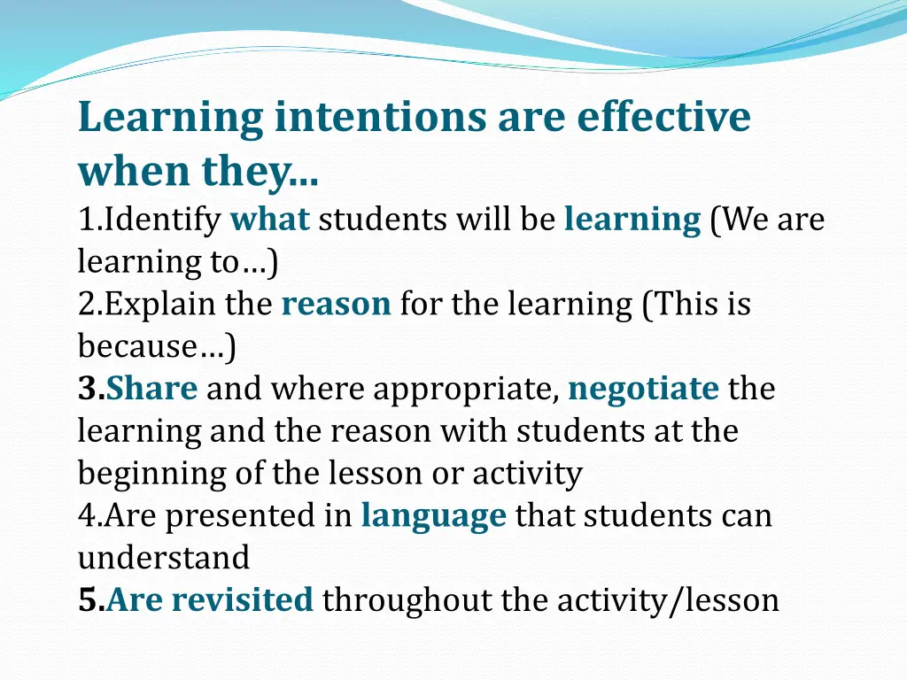 learning intentions are effective when they