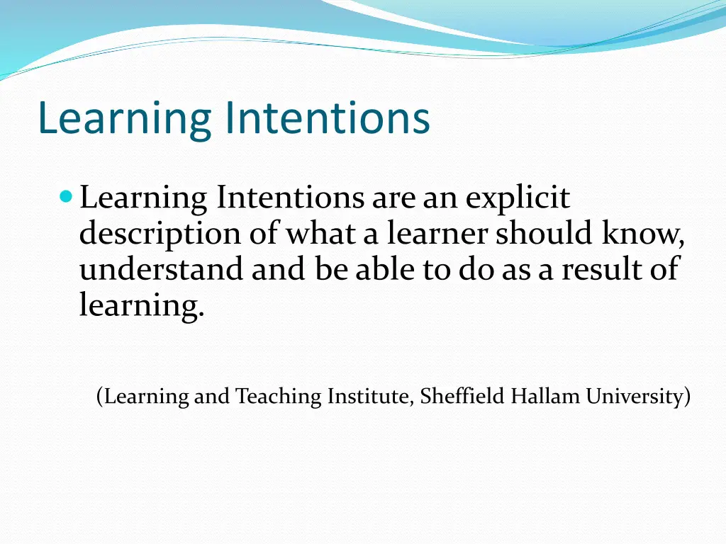 learning intentions