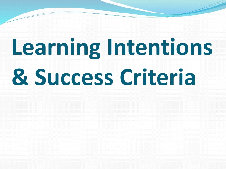 learning intentions success criteria