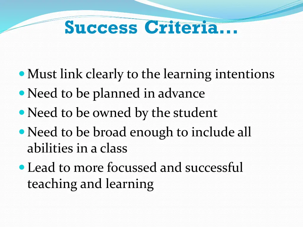 success criteria 1