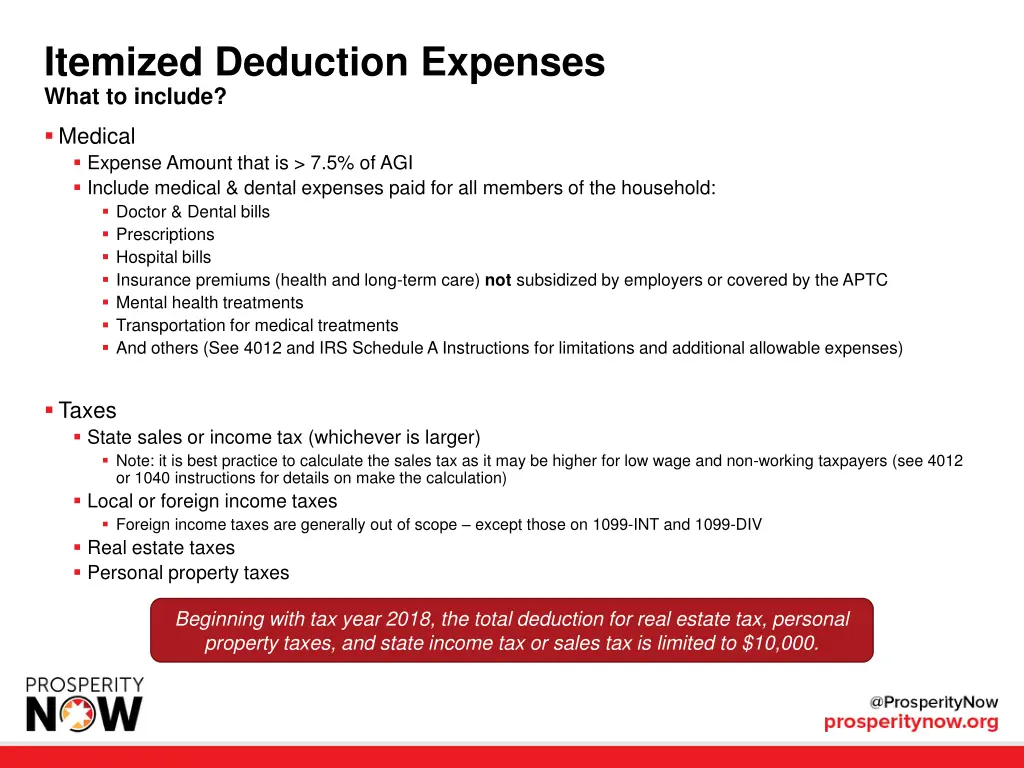 itemized deduction expenses what to include