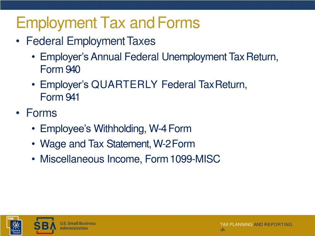 employment tax andforms federal employmenttaxes