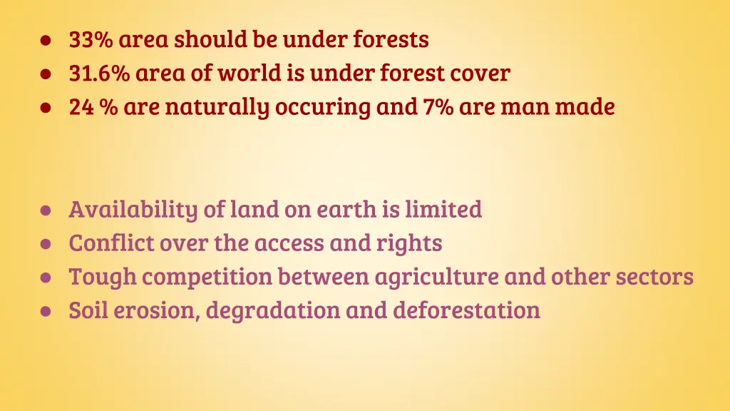 33 area should be under forests 31 6 area