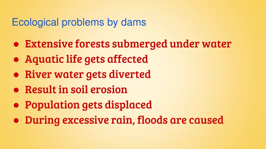 ecological problems by dams