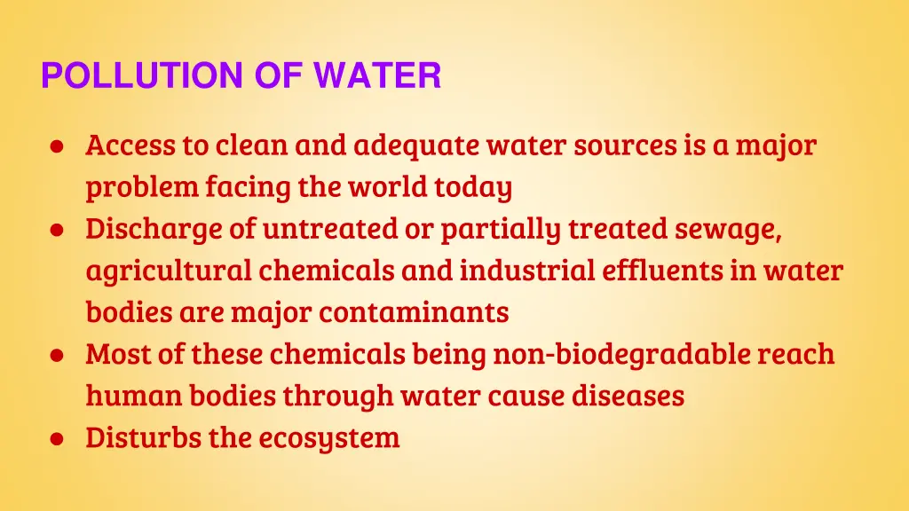 pollution of water