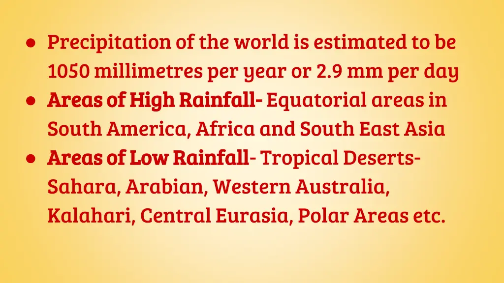 precipitation of the world is estimated