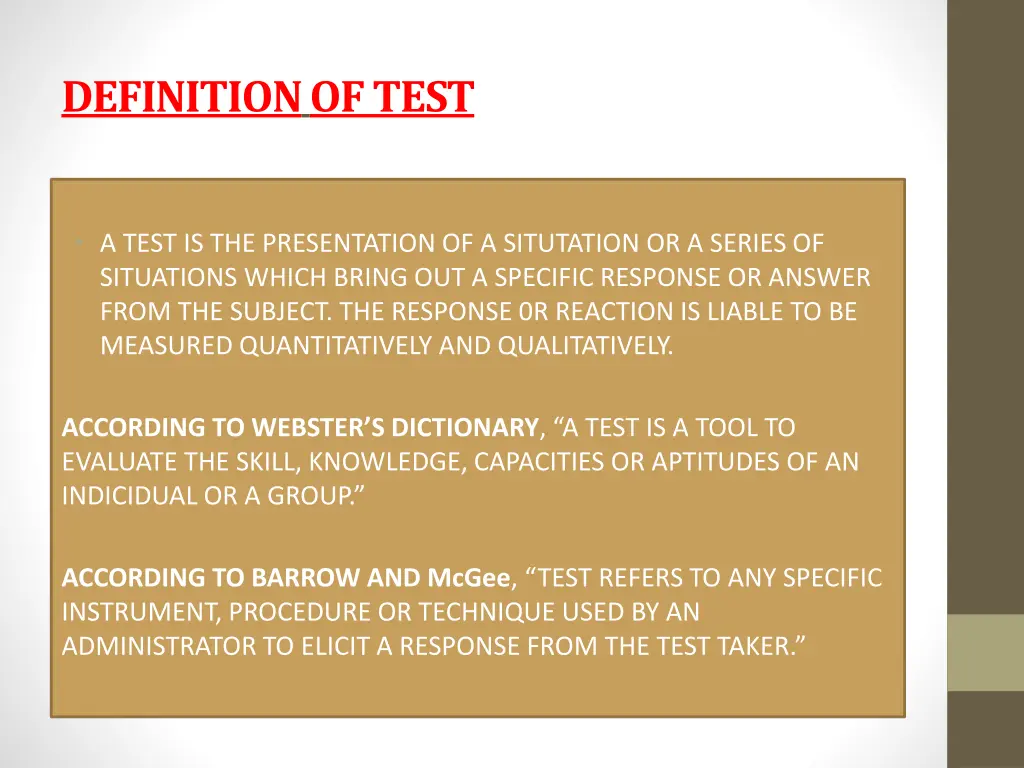 definitionof test