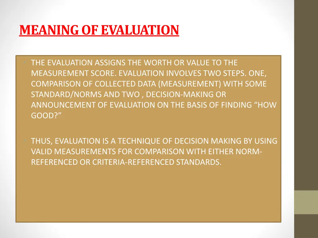 meaning of evaluation