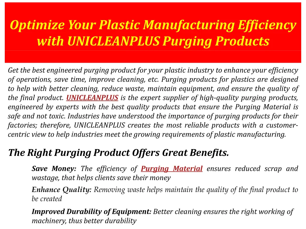 optimize your plastic manufacturing efficiency