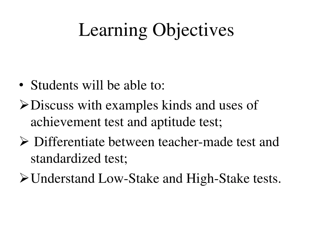 learning objectives