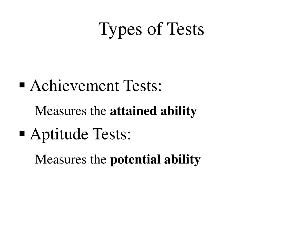 types of tests