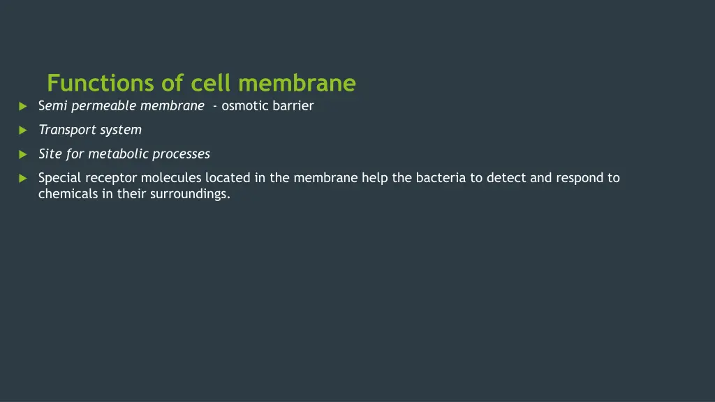 functions of cell membrane s emi permeable