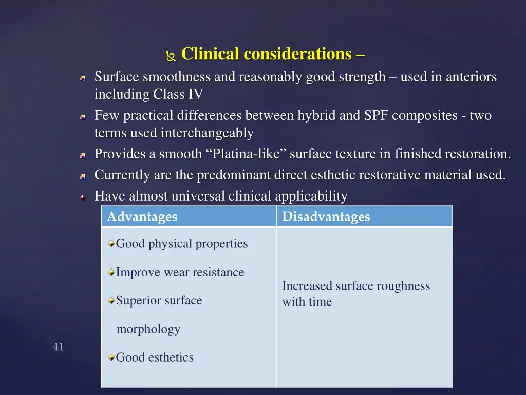 clinical considerations surface smoothness