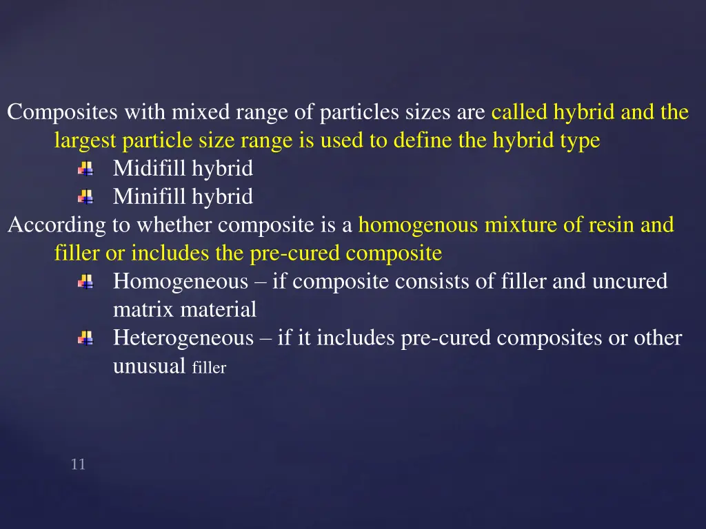 composites with mixed range of particles sizes