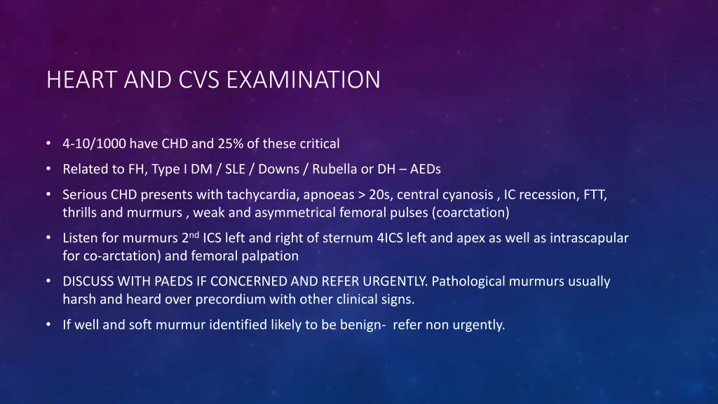 heart and cvs examination