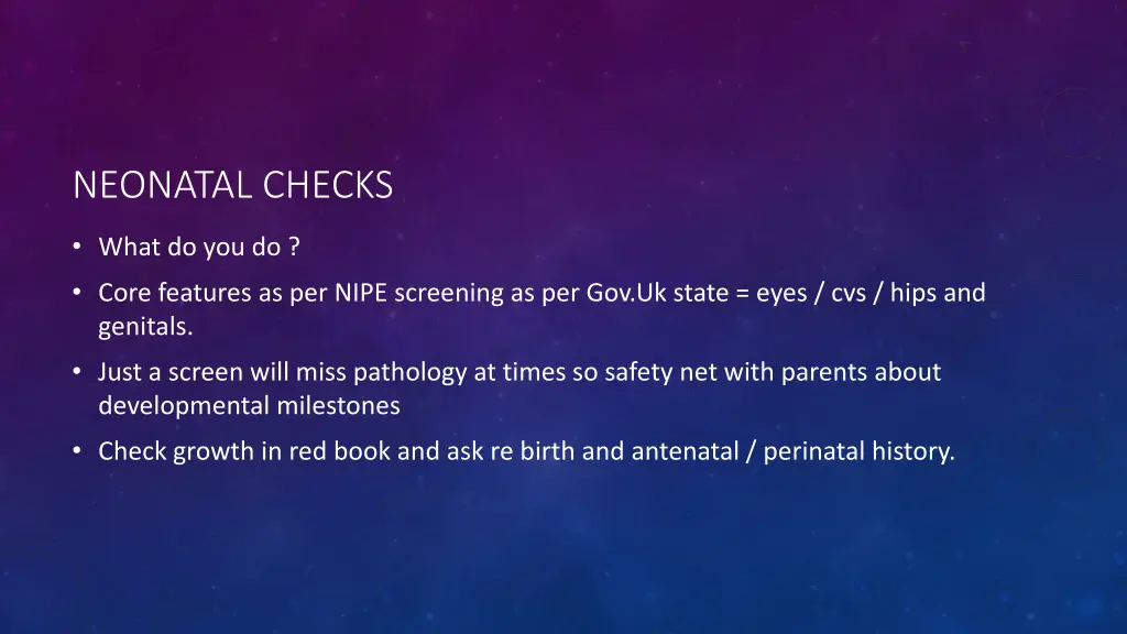 neonatal checks