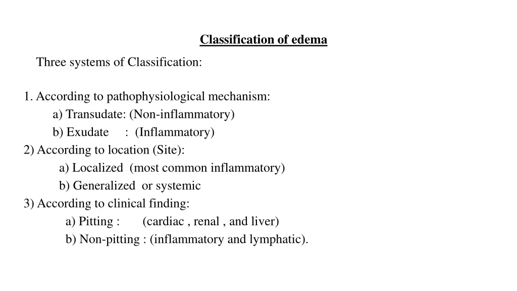 classification of edema