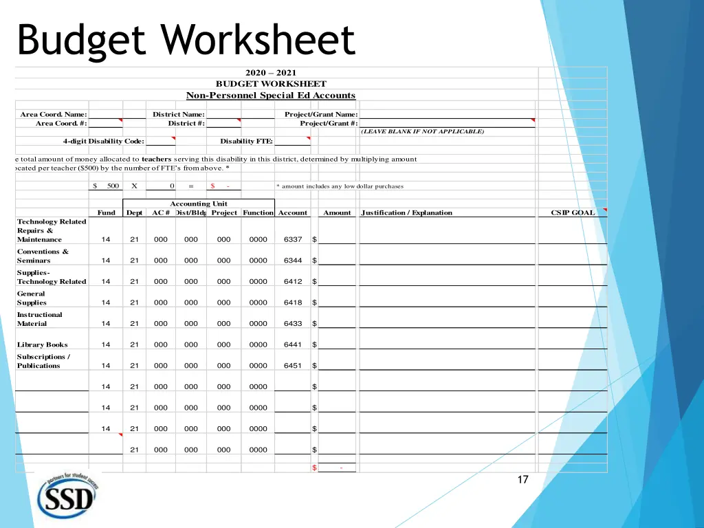 budget worksheet